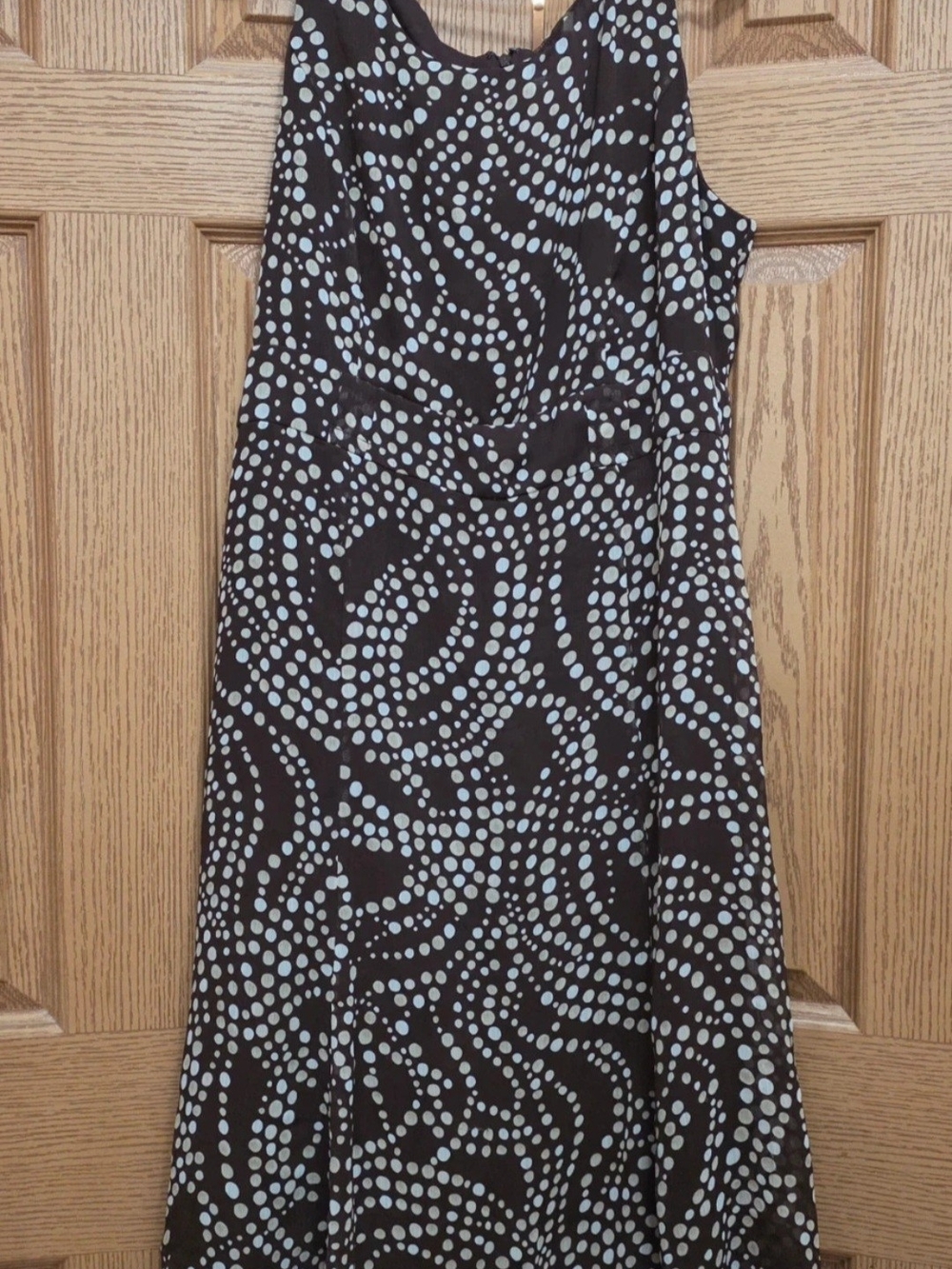 Studio I Black Maxi Dress with Light Blue Dot Swirl